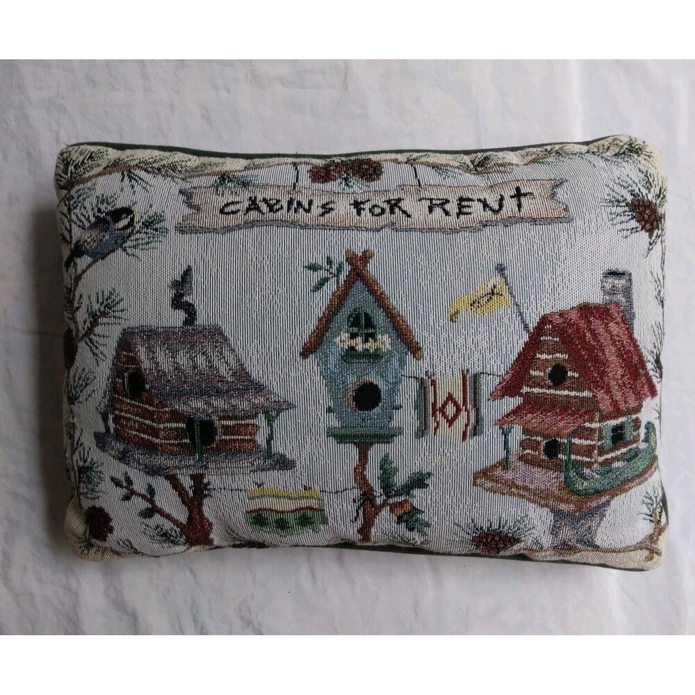 Cabins For Rent Bird House Tapestry Decorative Throw Pillow 16” Cottagecore Farm